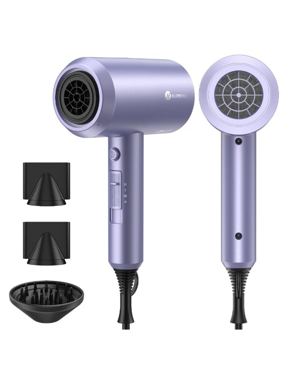 Professional Ionic Hair Dryer 1800W Low Noise with Concentrator Nozzles and